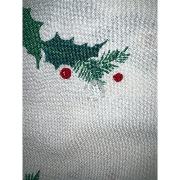 Vtg Christmas Red Poinsettia Holly Tablecloth 84x51” Rectangular Fabric FLAWS - Picture 15 of 16